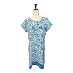 Hatley Womens Blue Shoreline Ripples Short Sleeve Dress Size Medium